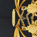 Hermès Carré 90 "LE MORS A LA CONETABLE" Silk handkerchief in Black x Gold