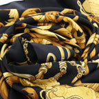 Hermès Carré 90 "LE MORS A LA CONETABLE" Silk handkerchief in Black x Gold