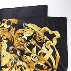 Hermès Carré 90 "LE MORS A LA CONETABLE" Silk handkerchief in Black x Gold