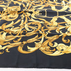 Hermès Carré 90 "LE MORS A LA CONETABLE" Silk handkerchief in Black x Gold