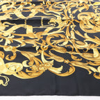 Hermès Carré 90 "LE MORS A LA CONETABLE" Silk handkerchief in Black x Gold