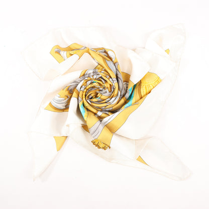 Hermes Carré 90 "LE MORS A LA CONETABLE" Silk handkerchief in Yellow