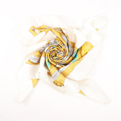 Hermes Carré 90 "LE MORS A LA CONETABLE" Silk handkerchief in Yellow