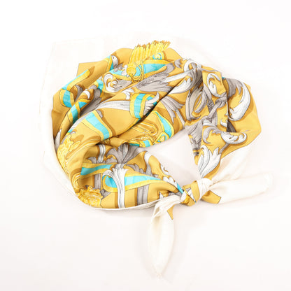 Hermes Carré 90 "LE MORS A LA CONETABLE" Silk handkerchief in Yellow