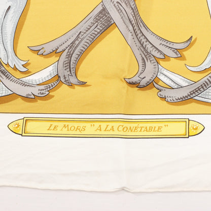 Hermes Carré 90 "LE MORS A LA CONETABLE" Silk handkerchief in Yellow
