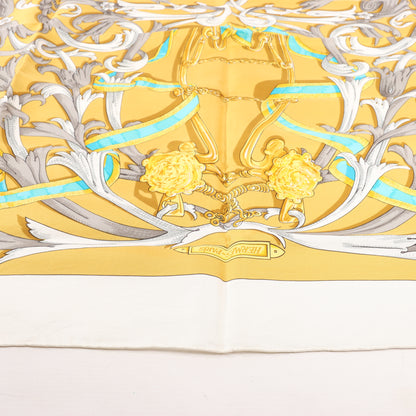 Hermes Carré 90 "LE MORS A LA CONETABLE" Silk handkerchief in Yellow