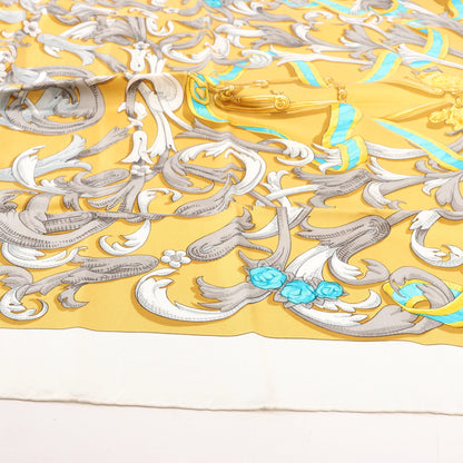 Hermes Carré 90 "LE MORS A LA CONETABLE" Silk handkerchief in Yellow