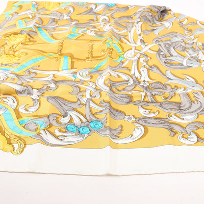 Hermes Carré 90 "LE MORS A LA CONETABLE" Silk handkerchief in Yellow