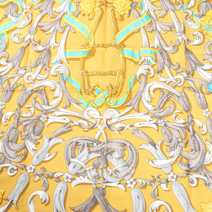 Hermes Carré 90 "LE MORS A LA CONETABLE" Silk handkerchief in Yellow