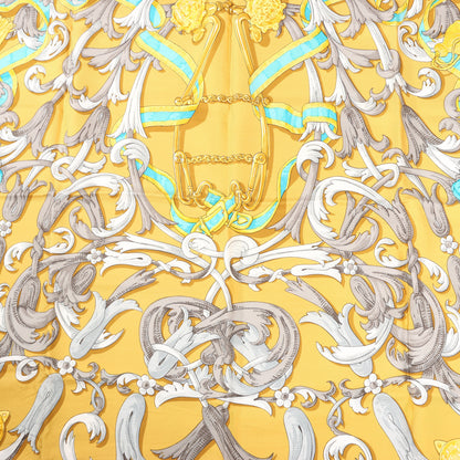 Hermes Carré 90 "LE MORS A LA CONETABLE" Silk handkerchief in Yellow