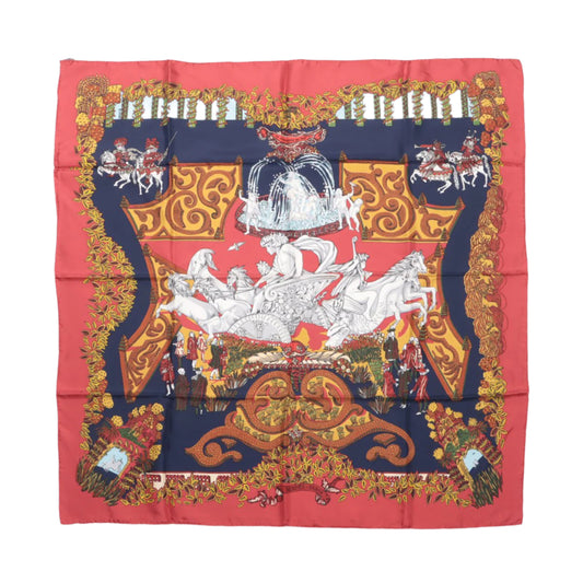 Hermès Carré 90 "LE PARADIS DU ROY" 100% Soie Foulard en Rouge