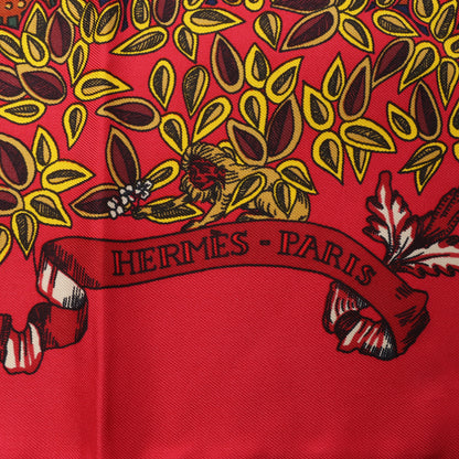 Hermès Carré 90 "LE PARADIS DU ROY" 100% Soie Foulard en Rouge