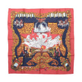 Hermès Carré 90 "LE PARADIS DU ROY" 100% Silk Scarf in Red