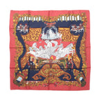 Hermès Carré 90 "LE PARADIS DU ROY" 100% Silk Scarf in Red
