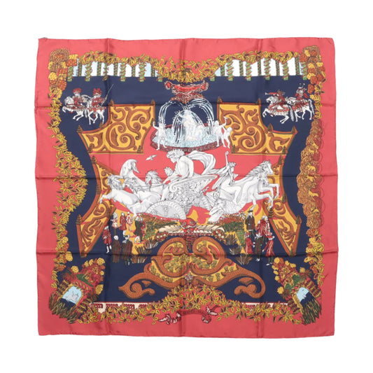 Hermès Carré 90 "LE PARADIS DU ROY" 100% Soie Foulard en Rouge