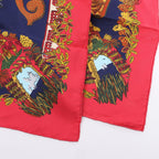 Hermès Carré 90 "LE PARADIS DU ROY" 100% Silk Scarf in Red