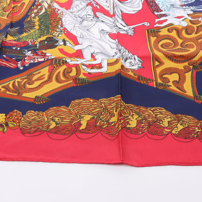 Hermès Carré 90 "LE PARADIS DU ROY" 100% Soie Foulard en Rouge