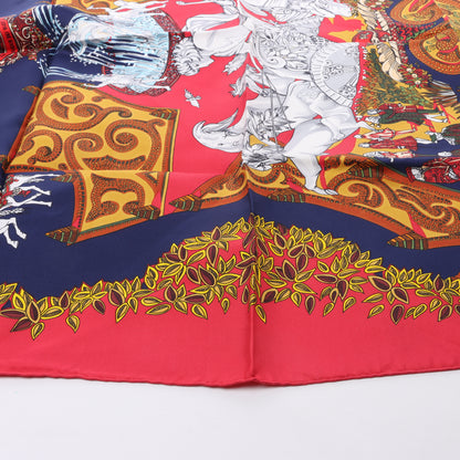 Hermès Carré 90 "LE PARADIS DU ROY" 100% Soie Foulard en Rouge