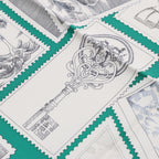 Hermès Carré 90 "LE PHILATELISTE DU FAUBOURG" Silk handkerchief in Green