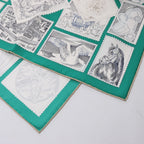 Hermès Carré 90 "LE PHILATELISTE DU FAUBOURG" Silk handkerchief in Green