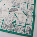 Hermès Carré 90 "LE PHILATELISTE DU FAUBOURG" Silk handkerchief in Green