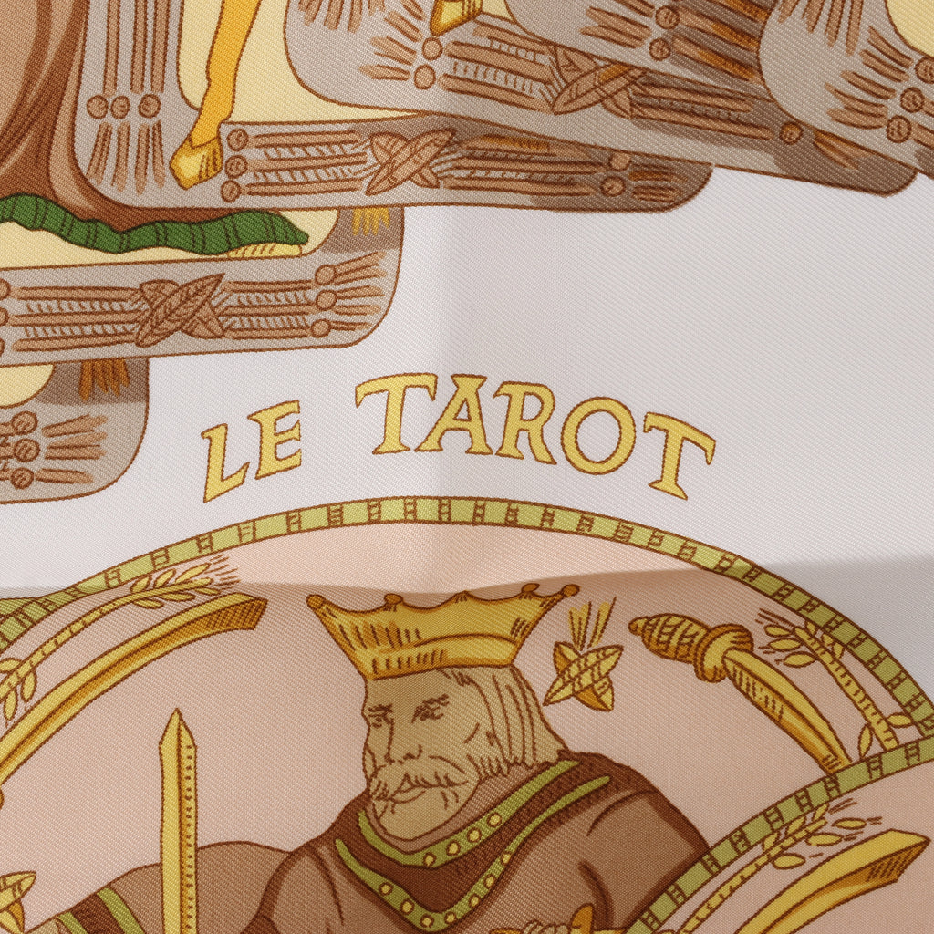Hermès Carré 90 "LE TAROT" Silk handkerchief in Beige