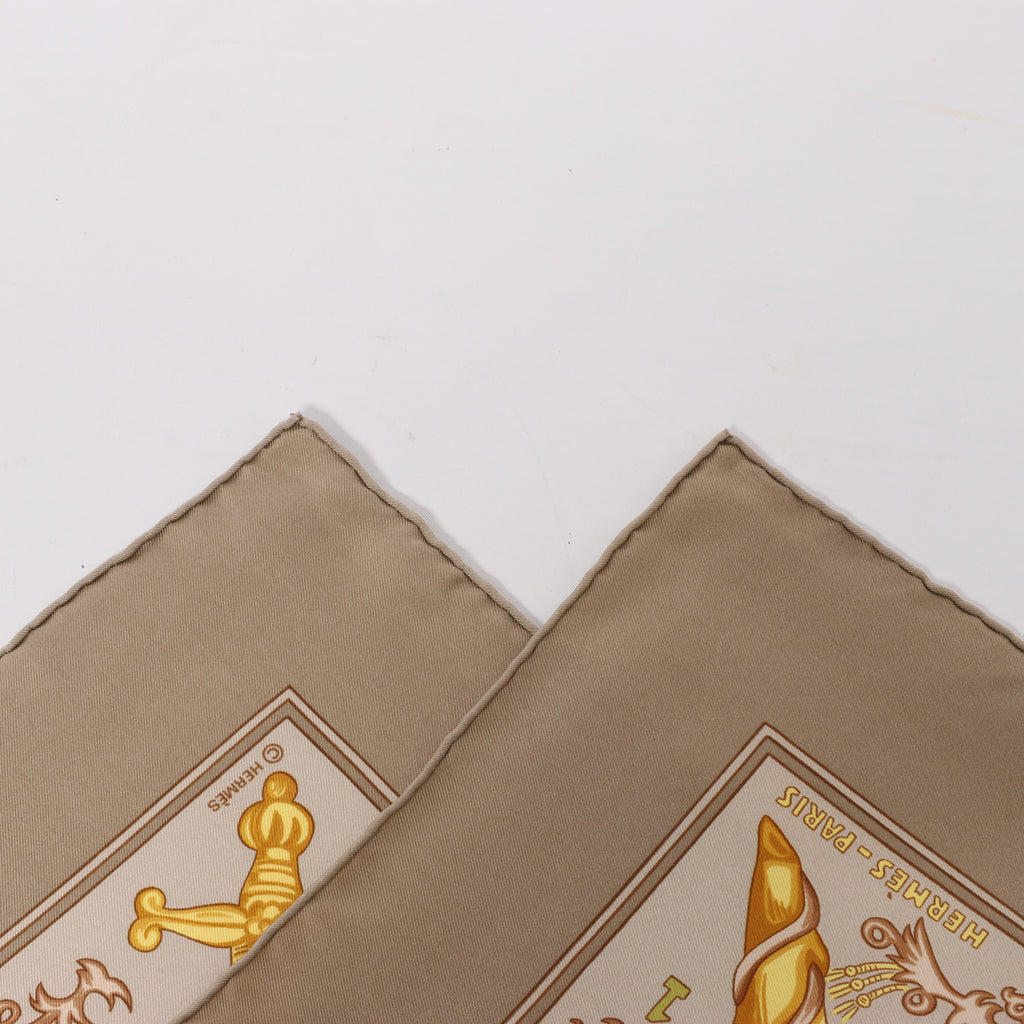 Hermès Carré 90 "LE TAROT" Silk handkerchief in Beige