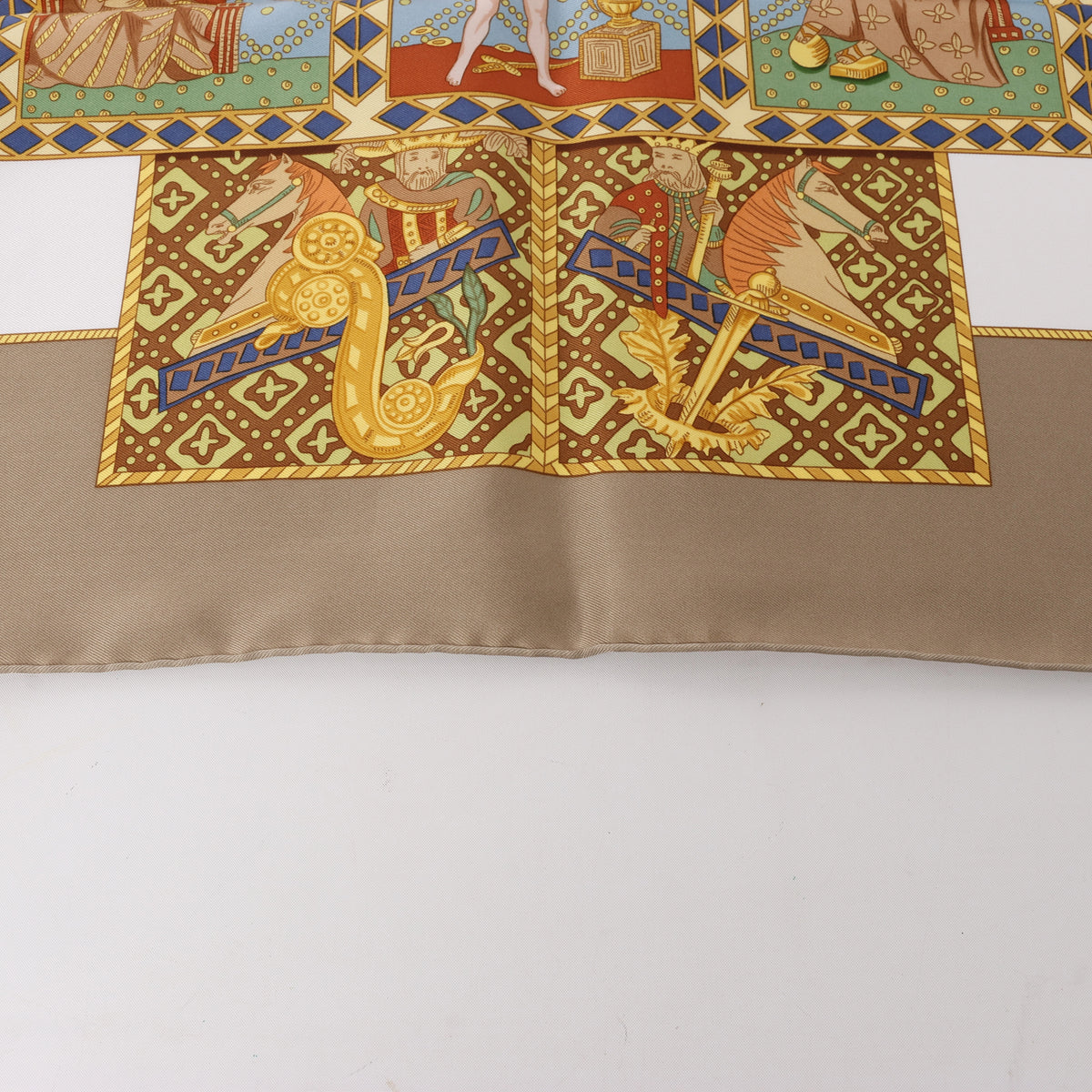 Hermès Carré 90 "LE TAROT" Silk handkerchief in Beige