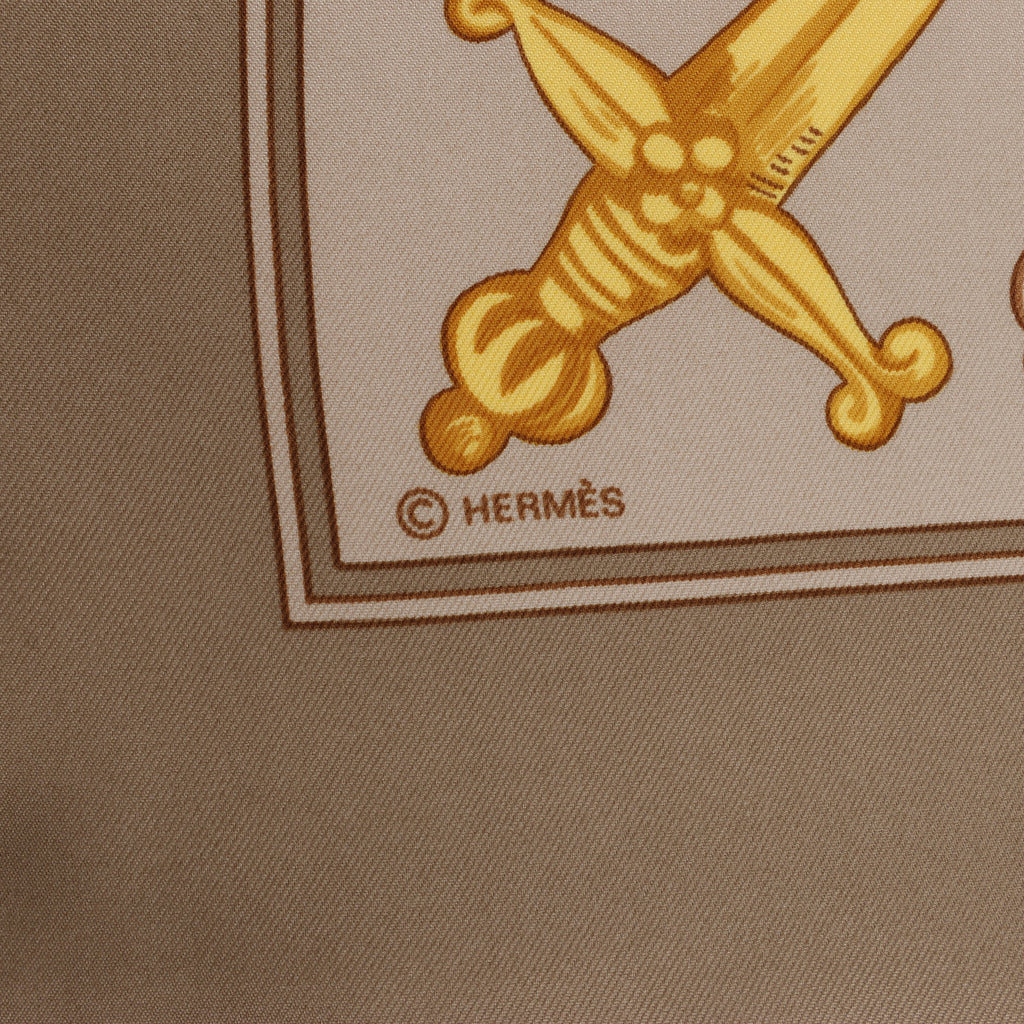 Hermès Carré 90 "LE TAROT" Silk handkerchief in Beige