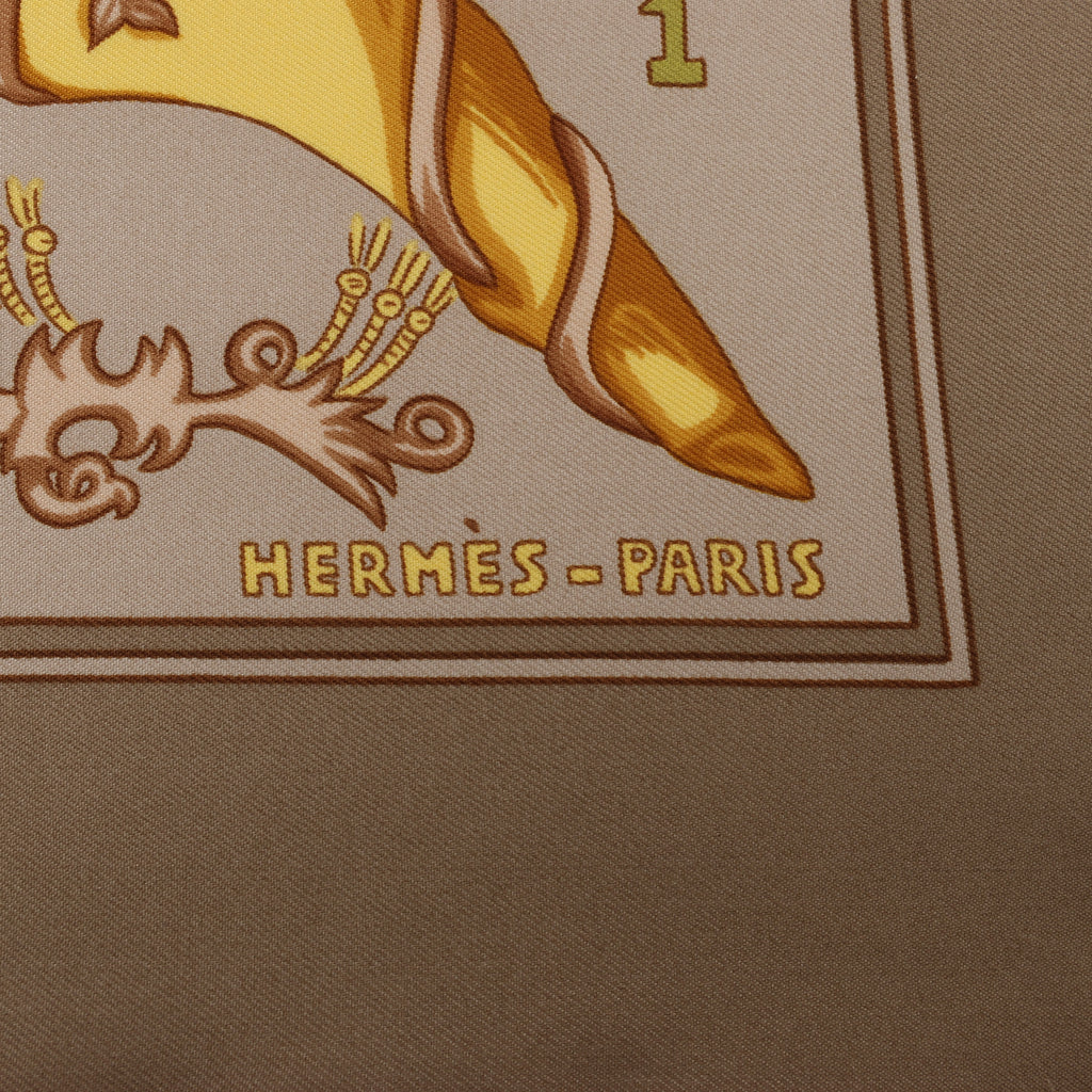 Hermès Carré 90 "LE TAROT" Silk handkerchief in Beige
