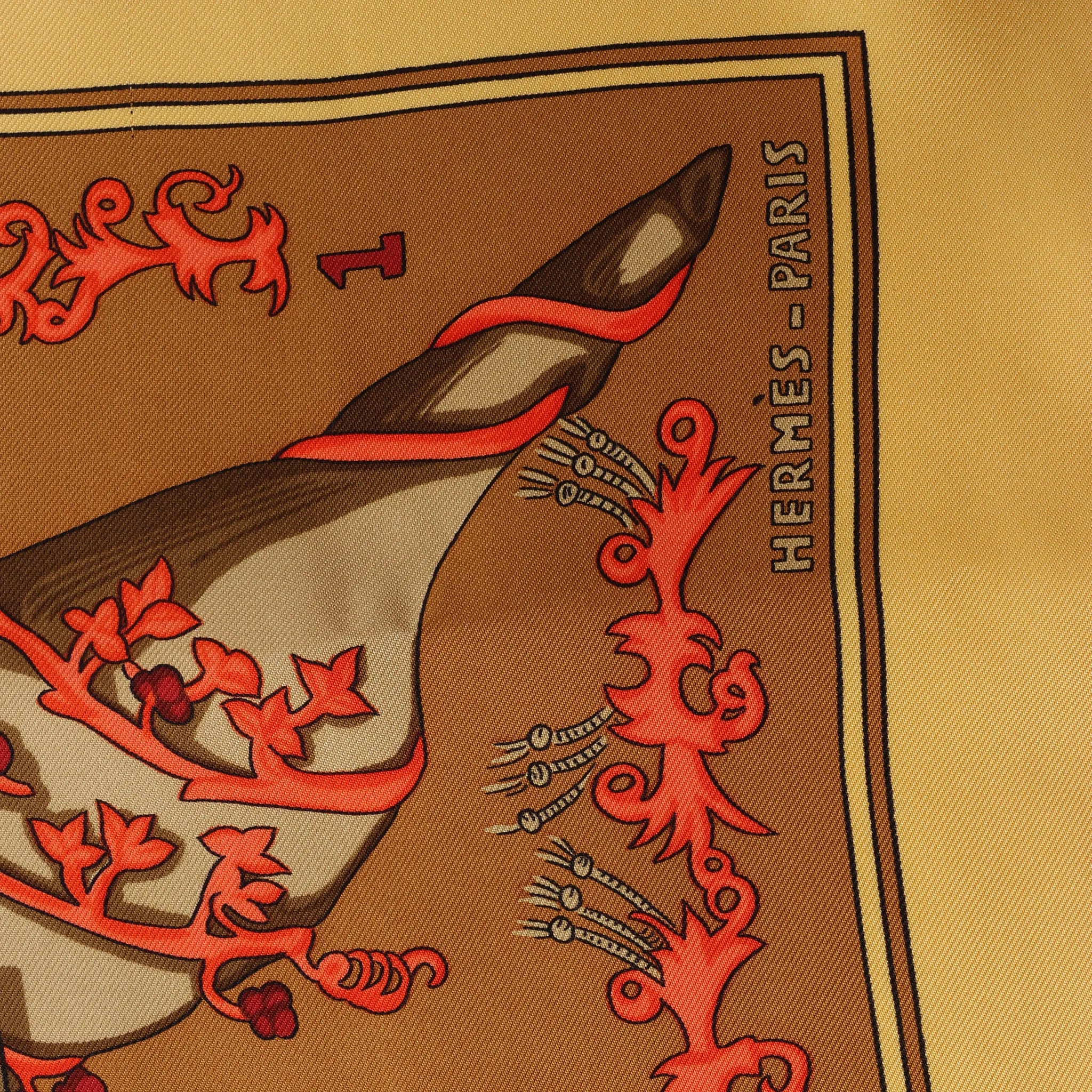 Hermès Carré 90 "LE TAROT" Silk handkerchief in Yellow