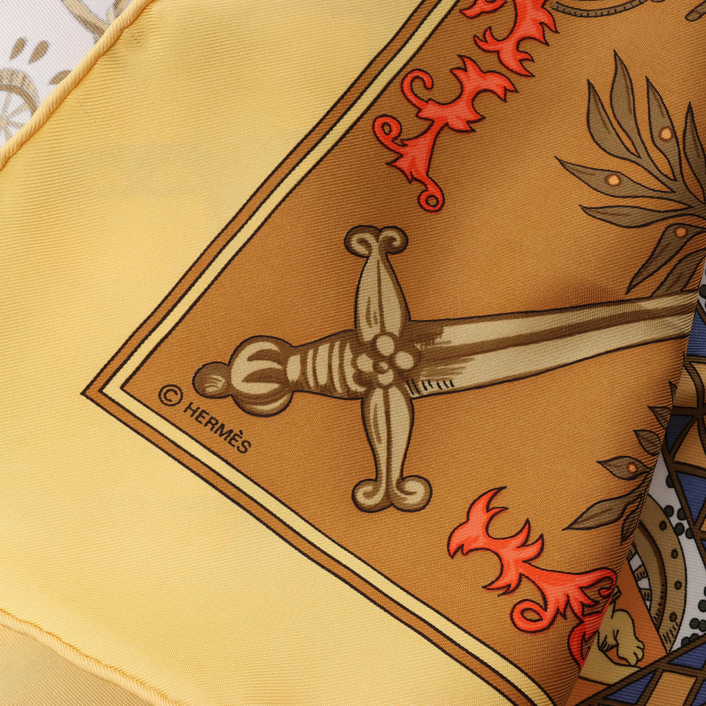 Hermès Carré 90 "LE TAROT" Silk handkerchief in Yellow