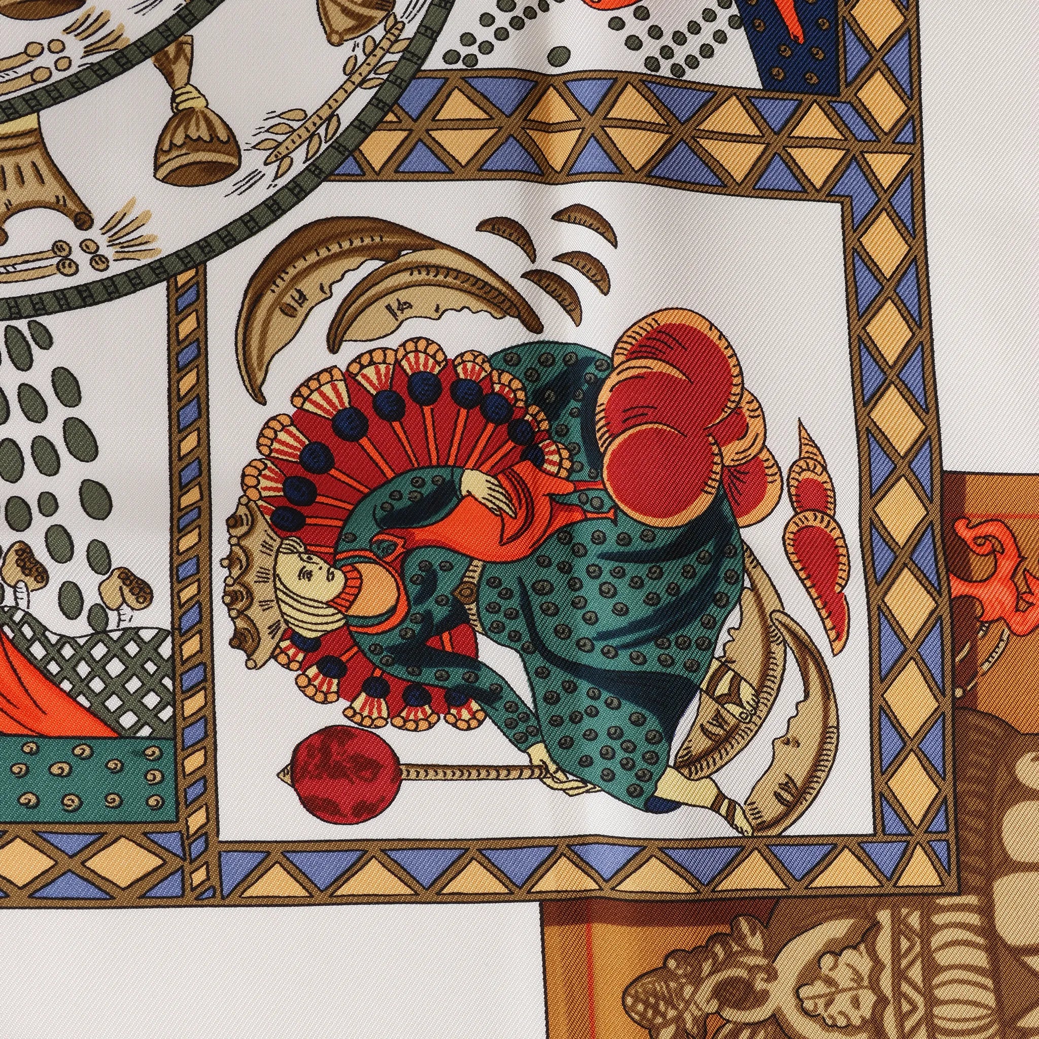 Hermès Carré 90 "LE TAROT" Silk handkerchief in Yellow