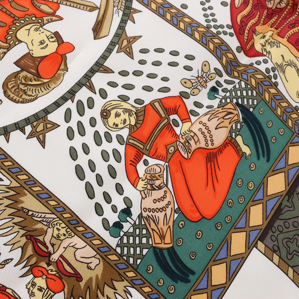 Hermès Carré 90 "LE TAROT" Silk handkerchief in Yellow