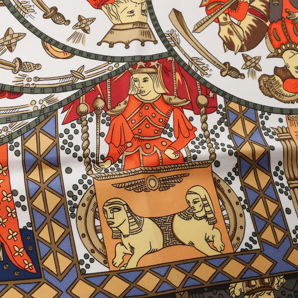 Hermès Carré 90 "LE TAROT" Silk handkerchief in Yellow