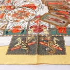 Hermès Carré 90 "LE TAROT" Silk handkerchief in Yellow