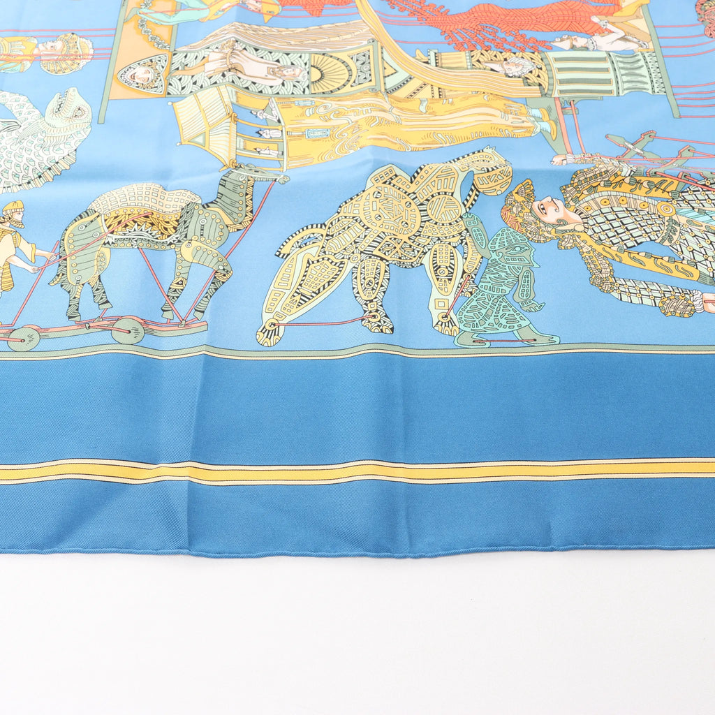 Hermès Carré 90 "LE TEMPS des MARIONNETTES" Silk handkerchief in Blue