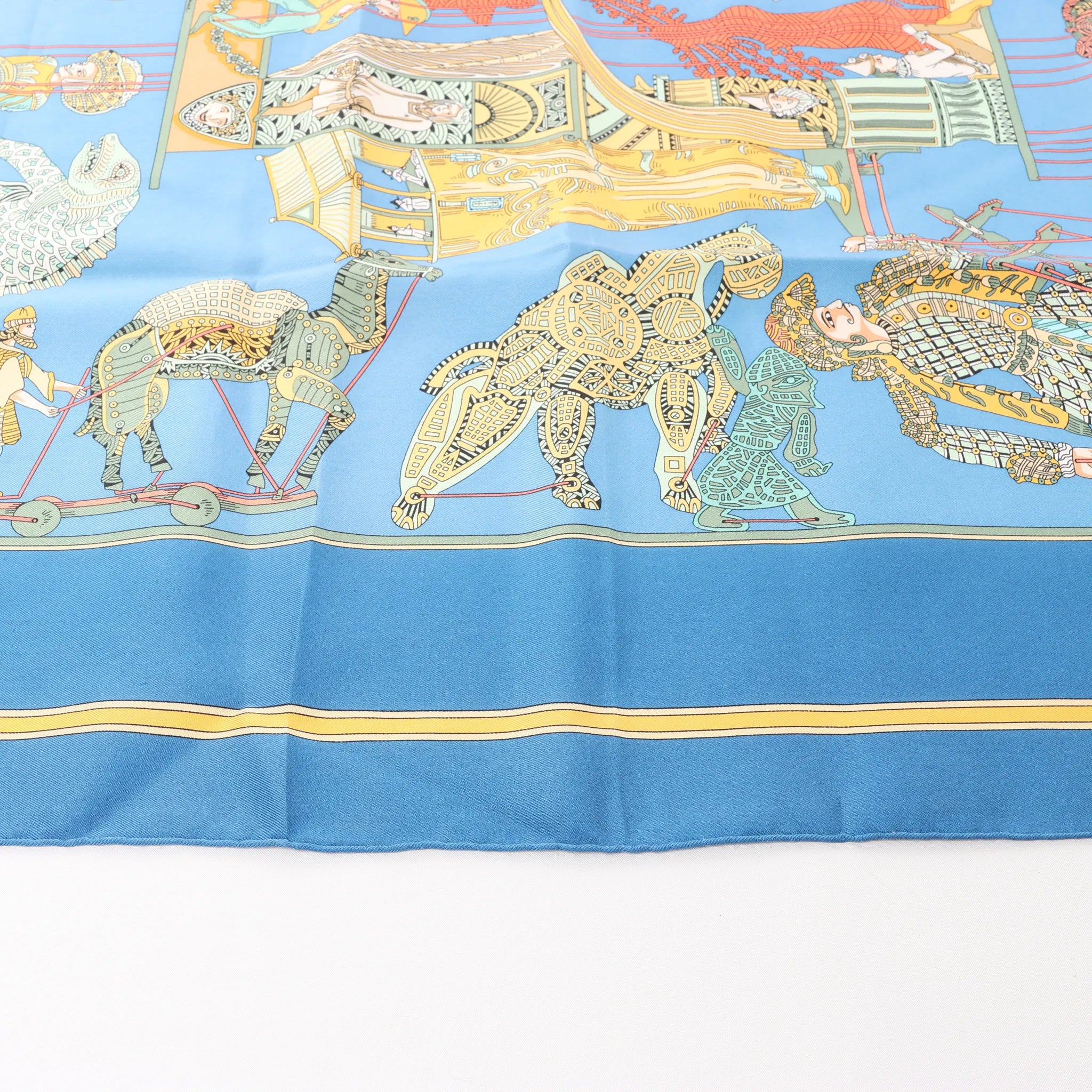 Hermès Carré 90 "LE TEMPS des MARIONNETTES" Silk handkerchief in Blue