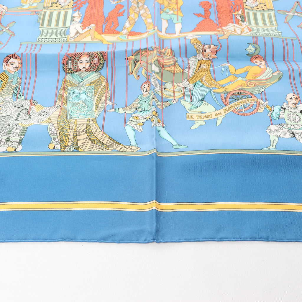 Hermès Carré 90 "LE TEMPS des MARIONNETTES" Silk handkerchief in Blue