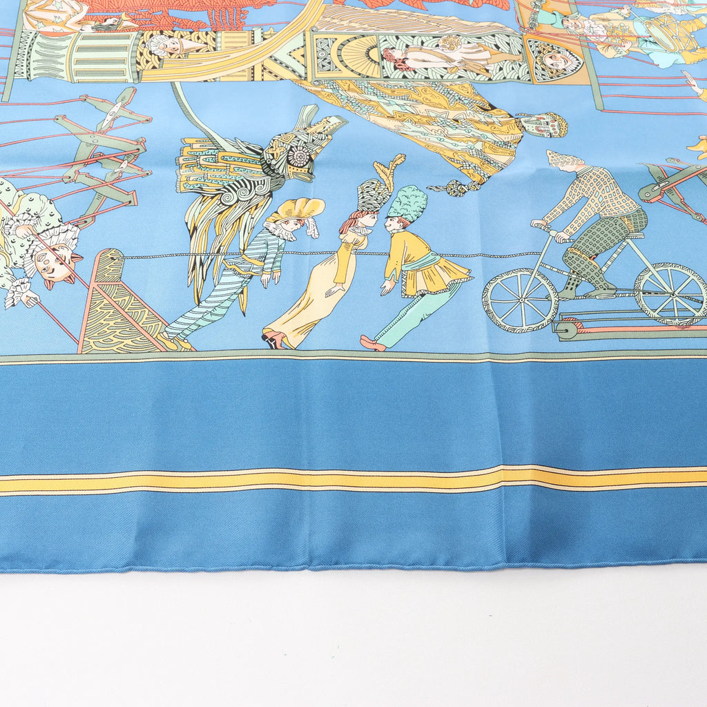 Hermès Carré 90 "LE TEMPS des MARIONNETTES" Silk handkerchief in Blue