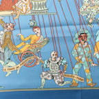 Hermès Carré 90 "LE TEMPS des MARIONNETTES" Silk handkerchief in Blue