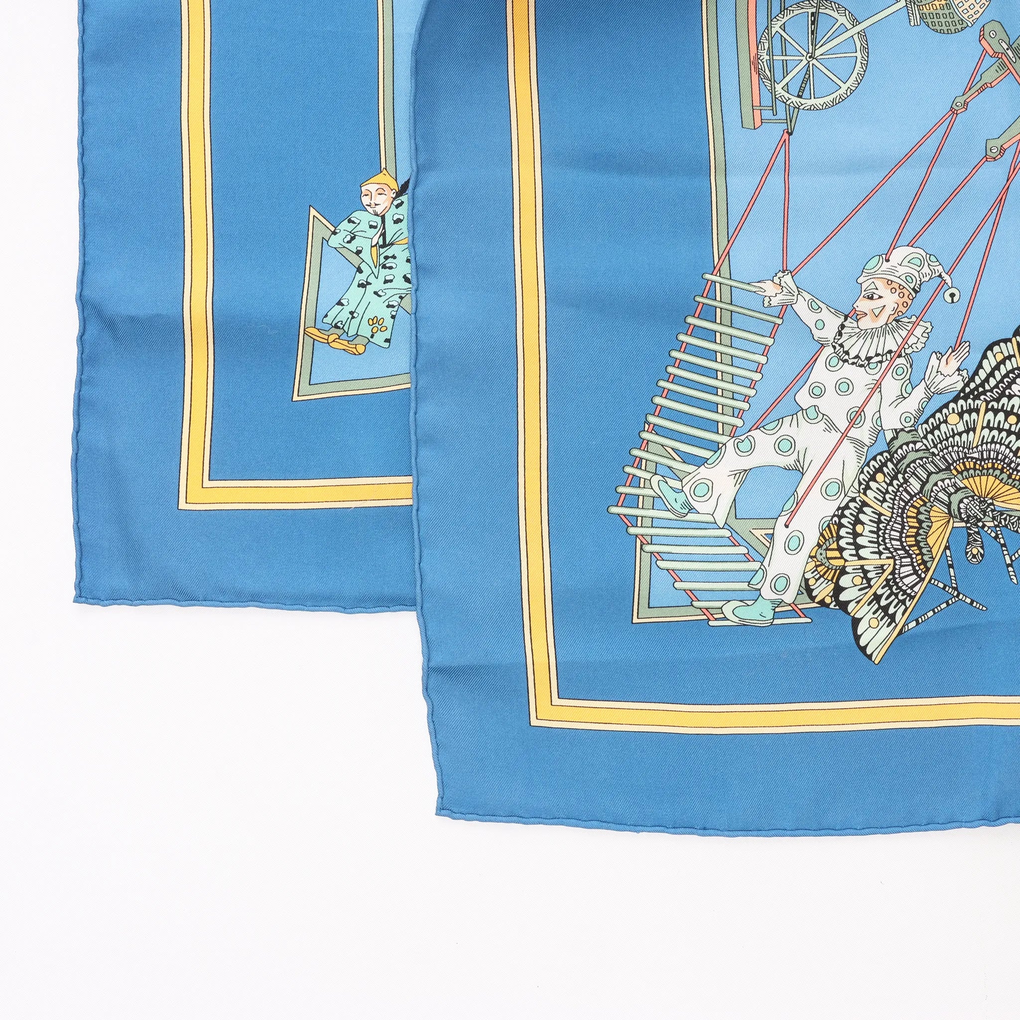 Hermès Carré 90 "LE TEMPS des MARIONNETTES" Silk handkerchief in Blue