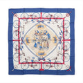 Hermès Carré 90 "LES BECANES" Silk handkerchief in Blue x White