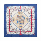 Hermès Carré 90 "LES BECANES" Silk handkerchief in Blue x White