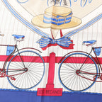 Hermès Carré 90 "LES BECANES" Silk handkerchief in Blue x White
