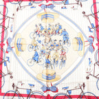 Hermès Carré 90 "LES BECANES" Silk handkerchief in Blue x White