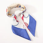 Hermès Carré 90 "LES BECANES" Silk handkerchief in Blue x White