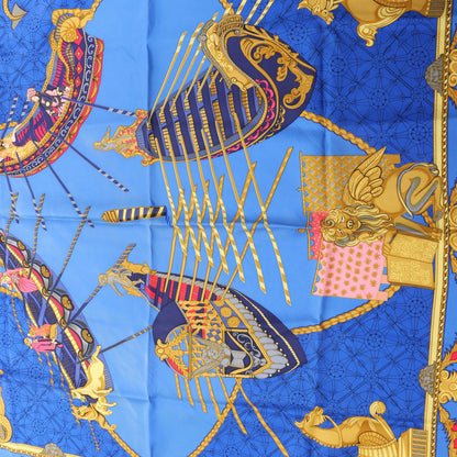 Hermès Carré 90 "LES BISSONE DE VENISE" 100% Silk Scarf in Blue