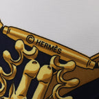 Hermès Carré 90 "LES CAVALIERS D'OR" Silk handkerchief in Navy Blue