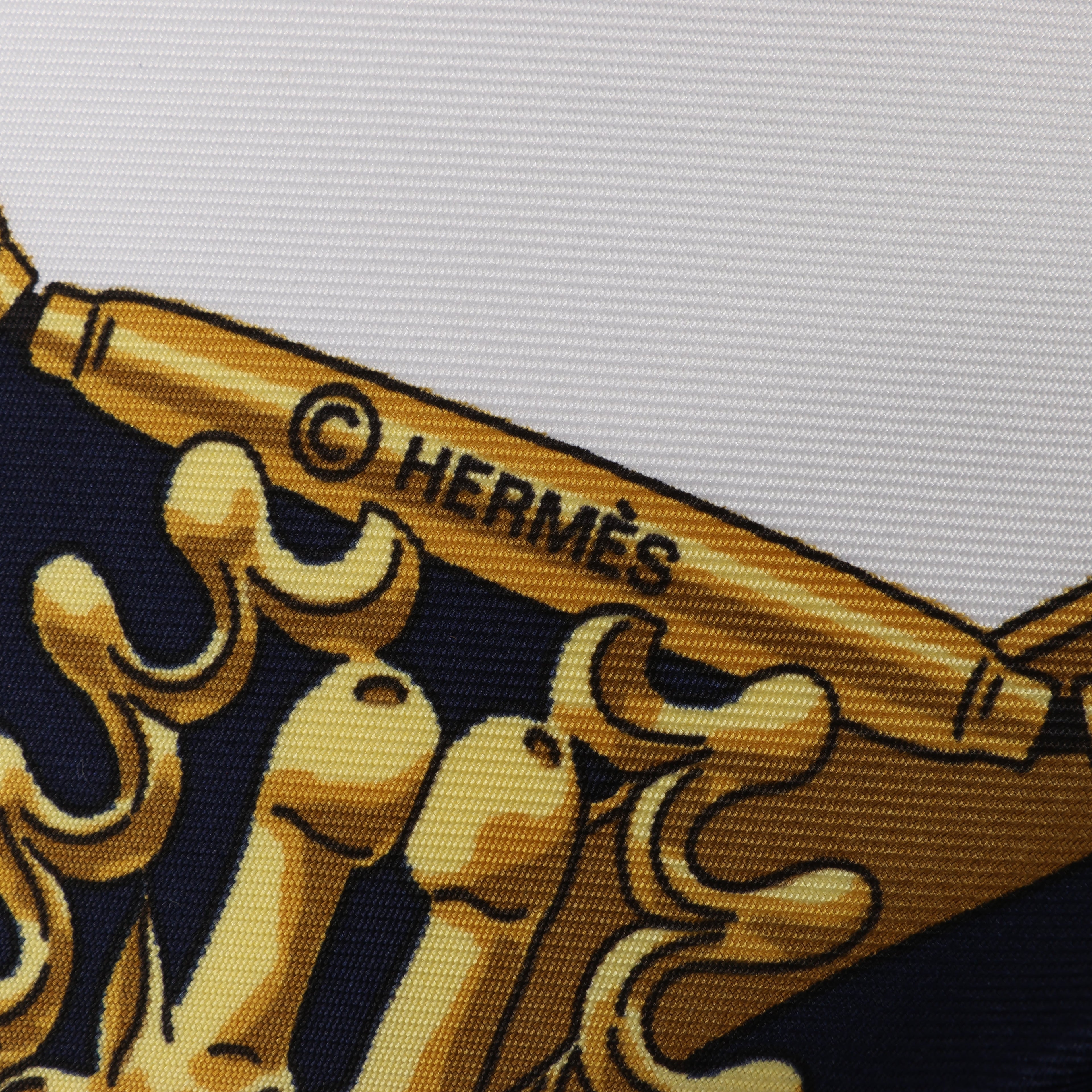 Hermès Carré 90 "LES CAVALIERS D'OR" Silk handkerchief in Navy Blue